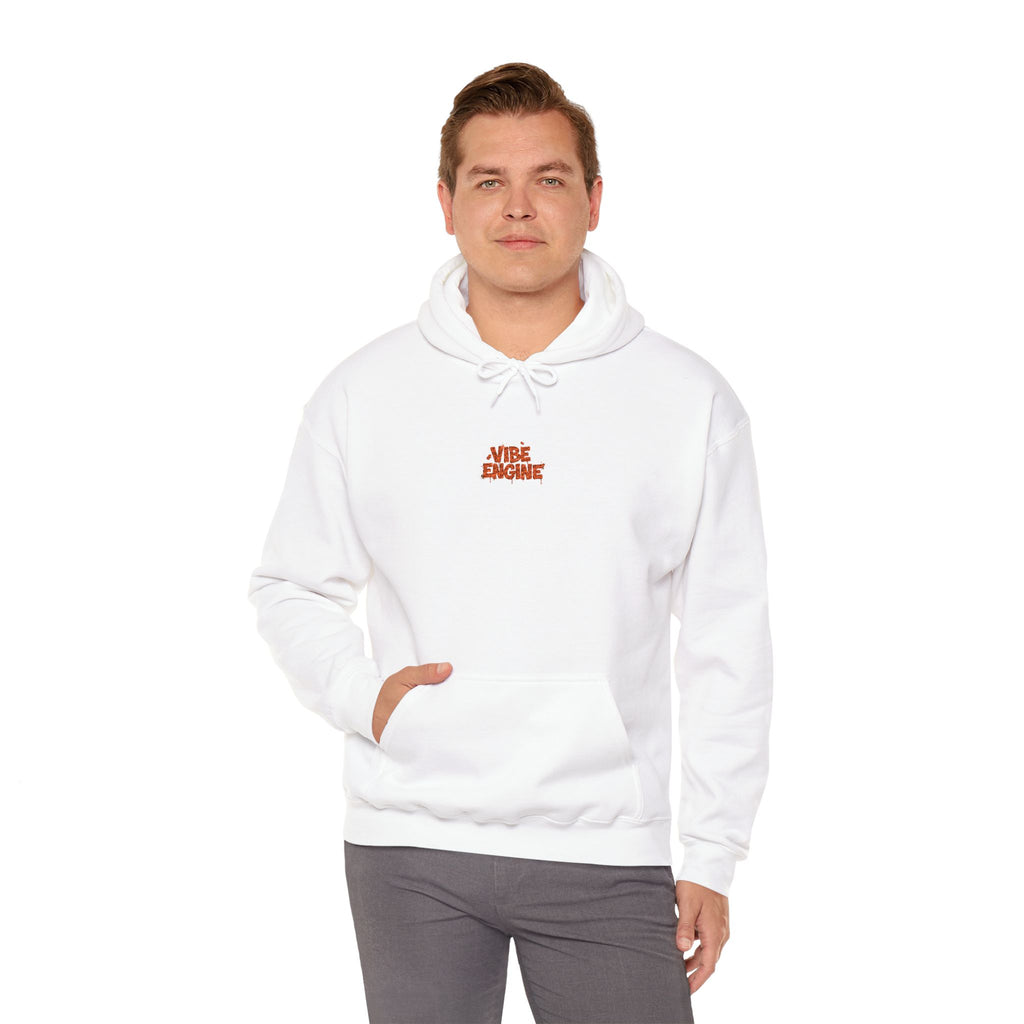 Hoodie — Engine's Minimalist White Graphic Pullover