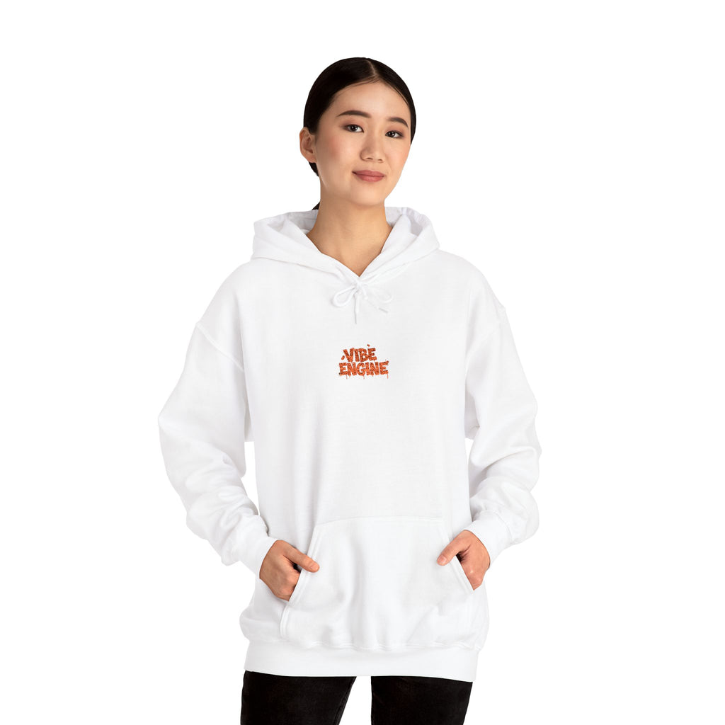 Hoodie — Engine's Minimalist White Graphic Pullover
