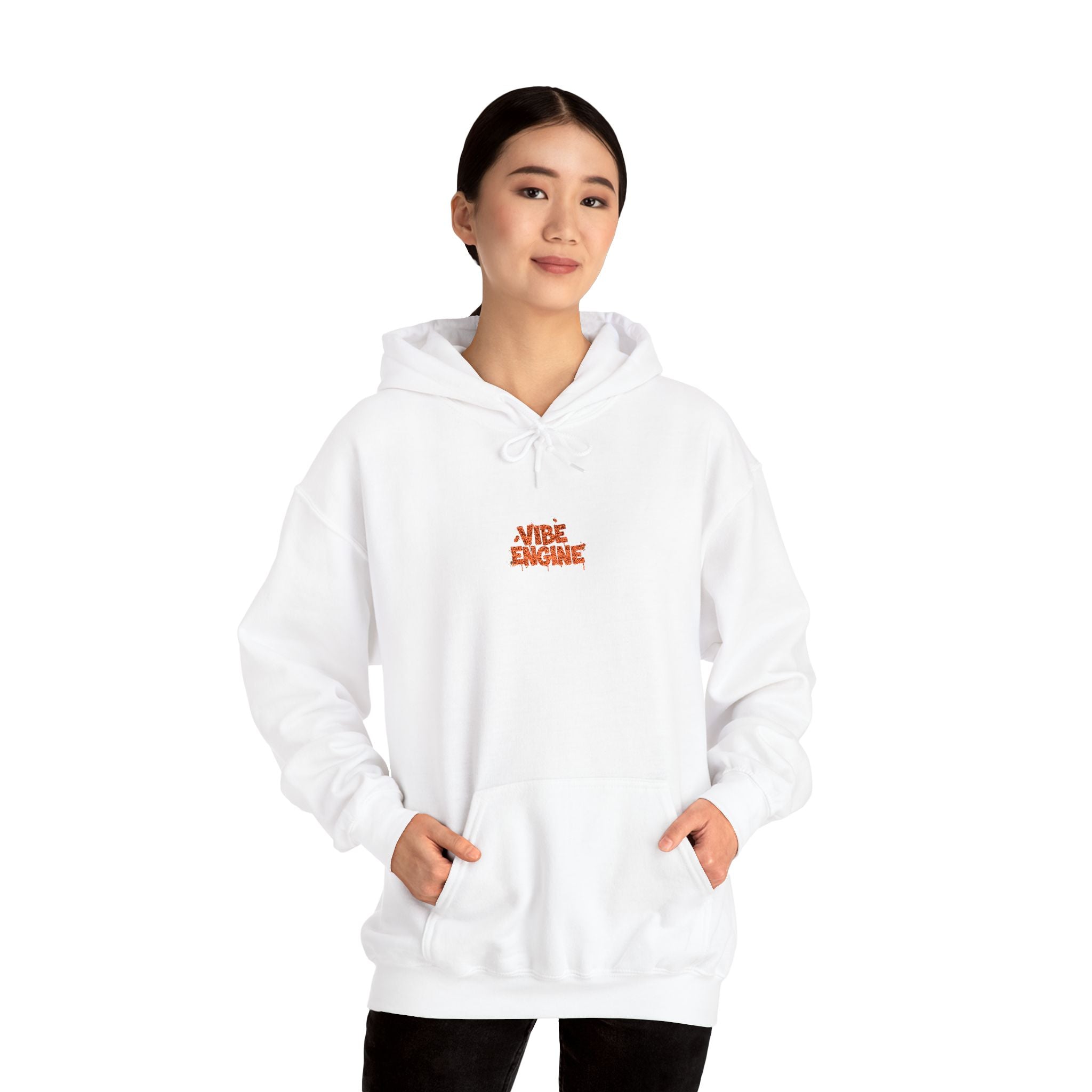 Hoodie — Engine's Minimalist White Graphic Pullover